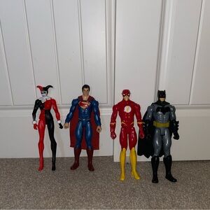 DC Superhero Action Figure Lot - Harley Quinn, Superman, The Flash, Batman